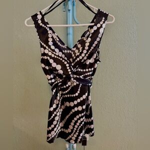 Black and Silver Polka Dot Top. Size Medium